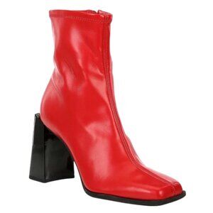 NEW GB Gianni Bini Border-Line Stretch Block Heel Booties in Red